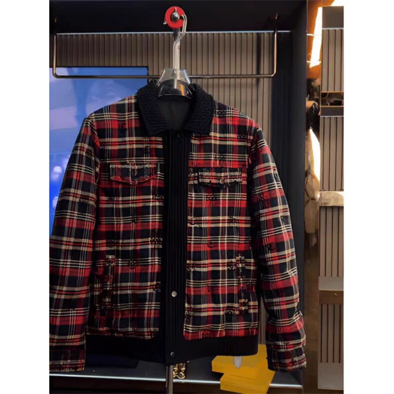 (网图)轻奢格纹羽绒服时尚同款复古百搭秋冬羽绒服313B-KL02-P180,男装羽绒服,星座313B
