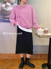 磨毛拼接卫衣，女装卫衣/绒衫，燃已