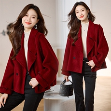 2025冬季新款双面羊绒大方领短款袖口毛八边时尚外套,女装双面呢大衣,蝶眷,中纺服装城 2025冬季新款双面羊绒大方领短款袖口毛八边时尚外套,女装双面呢大衣,蝶眷,中纺服装城