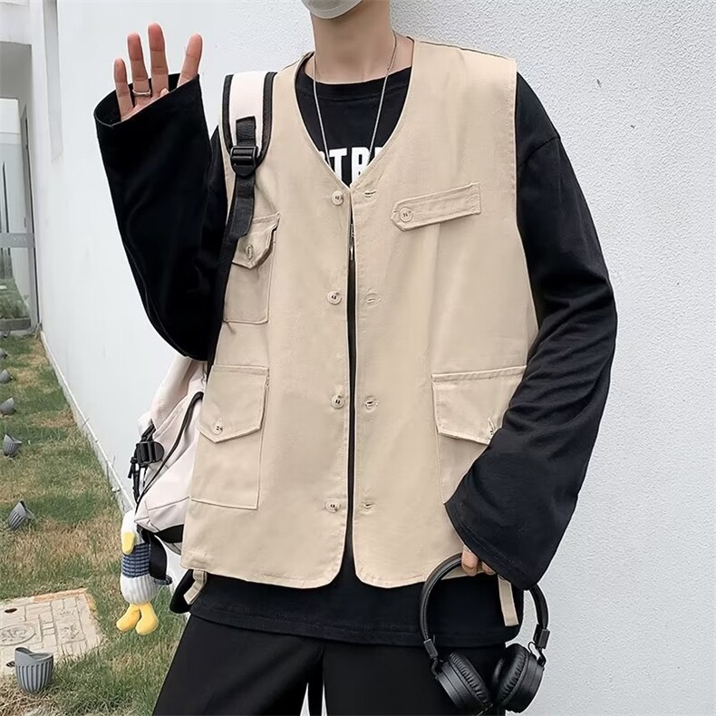 wassuphappy美式工装马甲男夏季薄款无袖坎肩上衣服潮牌休闲外套,男装背心/马甲,星座1116-2