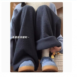 网图XZ-221-5/K166/P45加绒加厚摇粒绒保暖卫裤慵懒休闲裤拖地裤图片