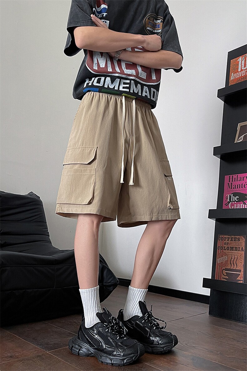 8XL-M特大码冰丝短裤男五分裤褶皱休闲裤工装中裤DK1504P45控68,男装牛仔裤,电商D206-1