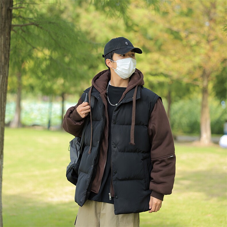 新款假两件棉服男加厚羽绒棉衣情侣款连帽拼色连帽外套M092-P75,男装棉衣,星座1403A