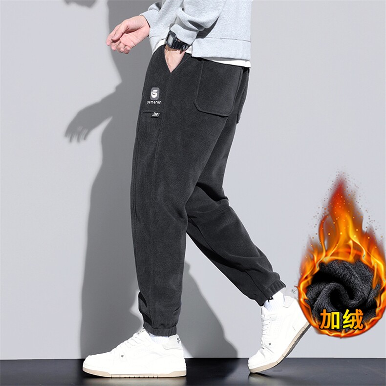 加绒加厚休闲裤男士冬季潮牌博奥绒卫裤宽松束脚运动裤JR8005-P45,男装休闲裤,星座610（原A335）