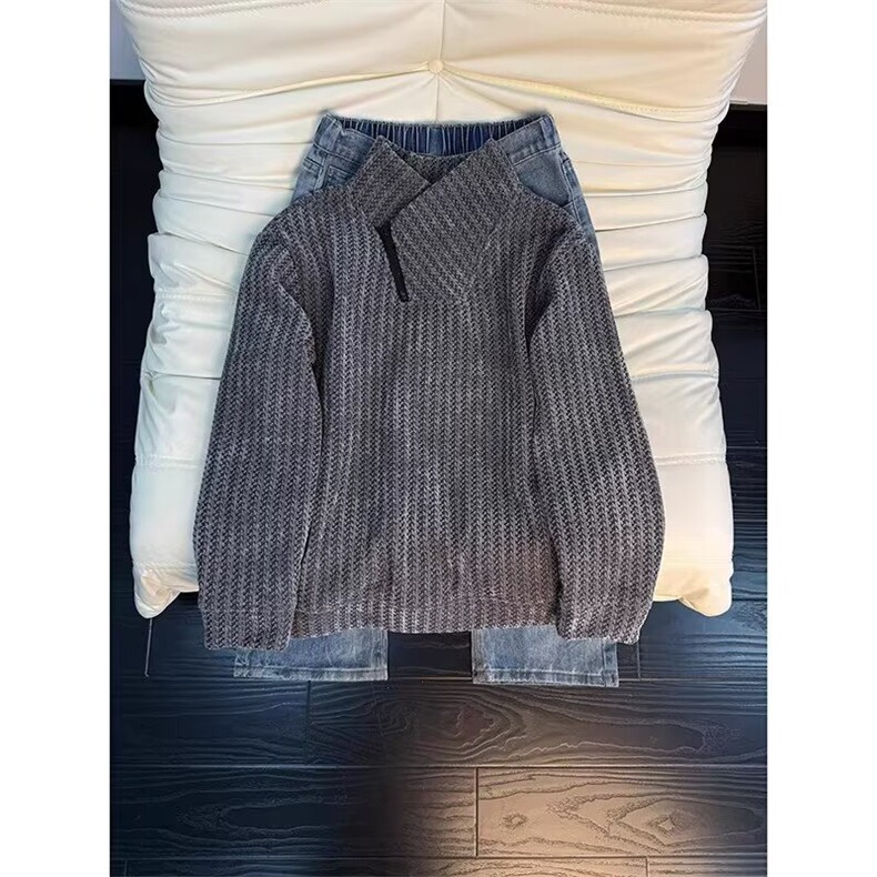 小香风卫衣男秋冬新款复古宽松情侣半拉链上衣L33744-P40加绒45,男装卫衣,星座1008