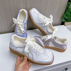 真皮德训鞋2024春季新款时尚软底方头小白鞋芭蕾主义休闲百搭女鞋，女鞋休闲鞋，电商A223
