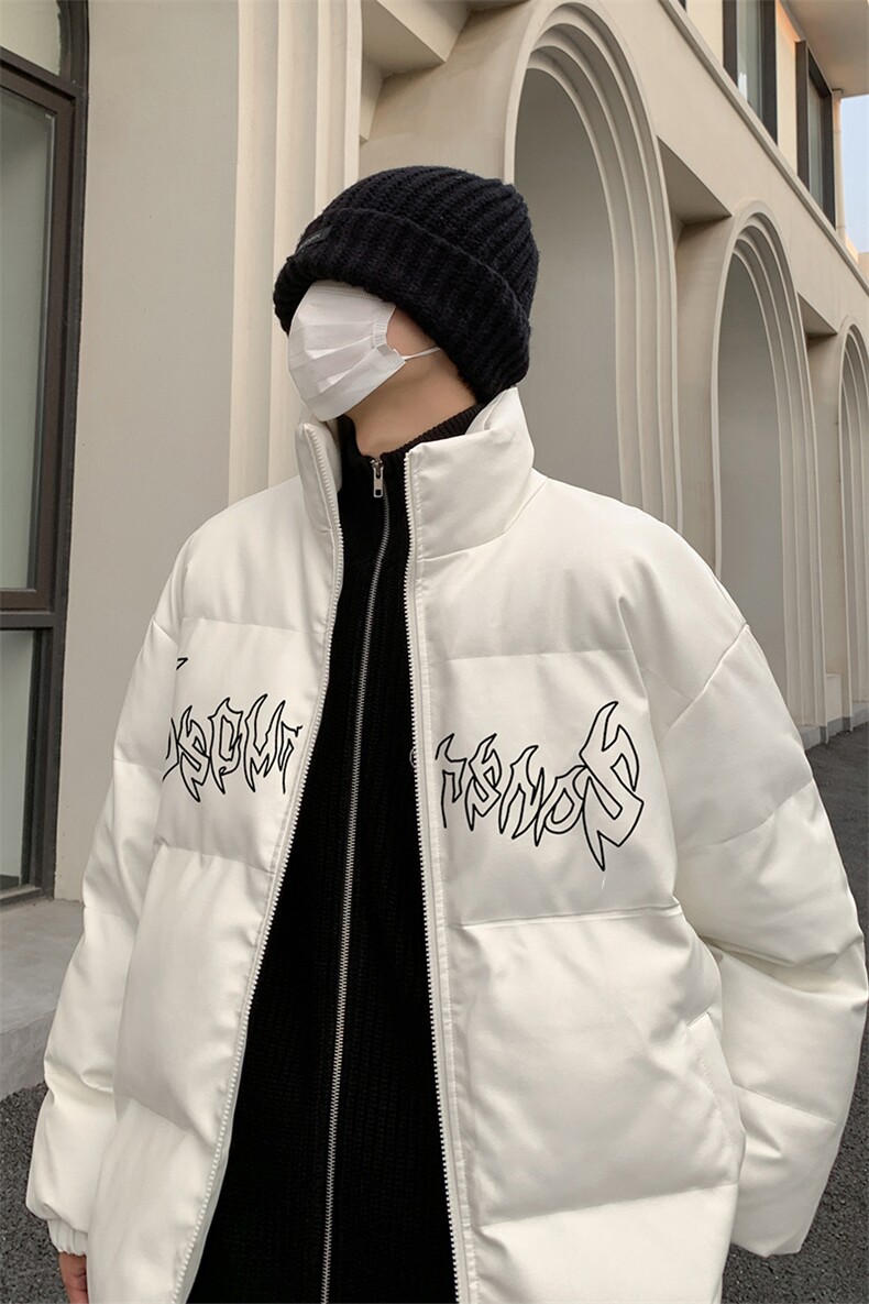 港风23新款冬季时尚百搭宽松字母印花棉服外套MY6455P115控158,男装棉衣,电商A268A