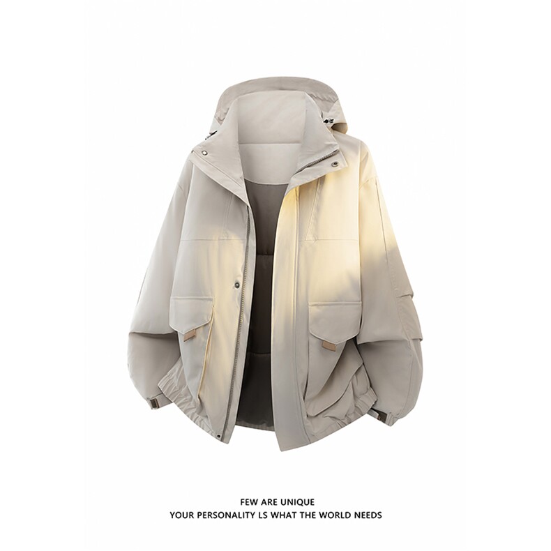 白底美式机能工装棉服男女冬季加棉加厚休闲连帽外套-A2356P95,男装棉衣,电商B241
