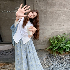 法式设计感上衣阔腿裤套装女2025年夏季新款显瘦度假风甜美两件套，女装套装/套裙，2C129