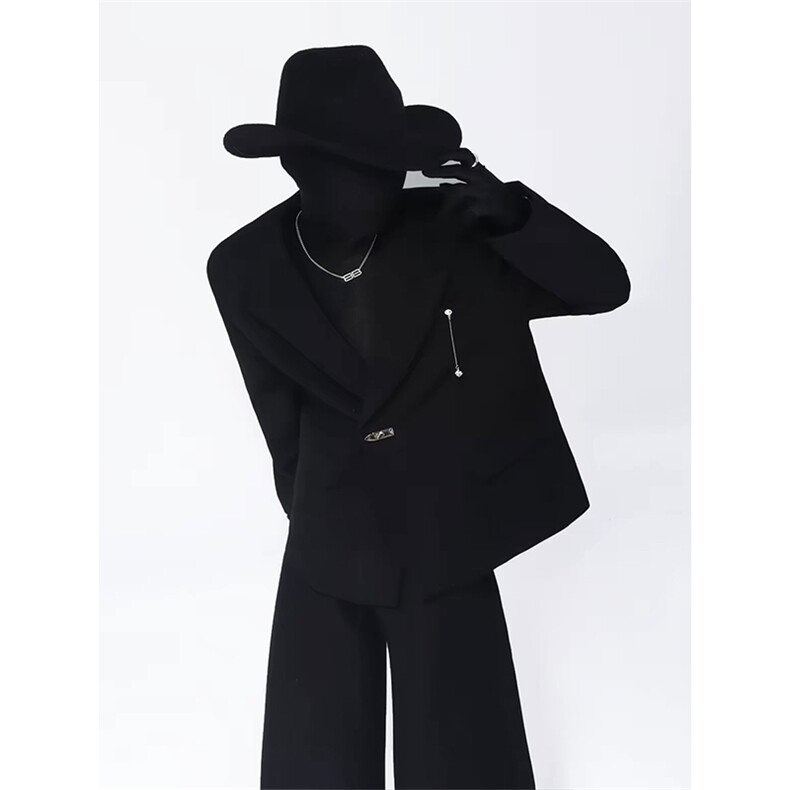 网图高级感金属设计感垫肩西装外套男士休闲西服XZ15P125,男装西服套装,星座512-1（原513-3）
