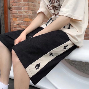日系拼接条纹刺绣休闲短裤男ins潮牌oversize五分中裤 K3407-P28图片