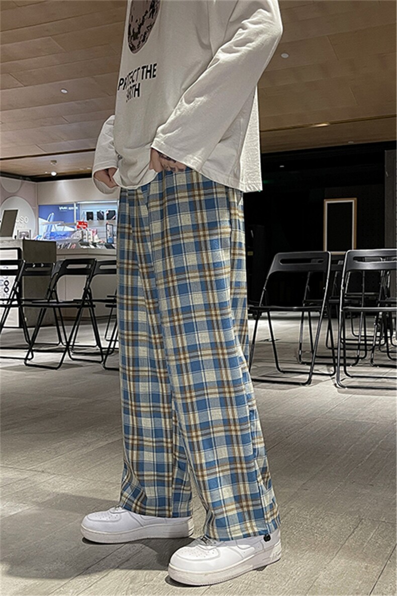 青春流行格子男休闲秋季宽松运动裤九分裤潮时尚潮牌K1483-P35,男装休闲裤,星座512-4