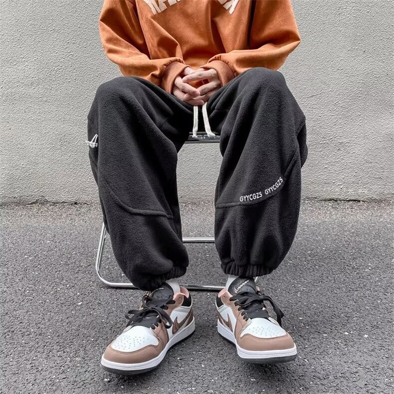 秋冬韩版字母刺绣美式卫裤男士百搭纯色宽松休闲运动束脚裤HK928,男装休闲裤,星座1008