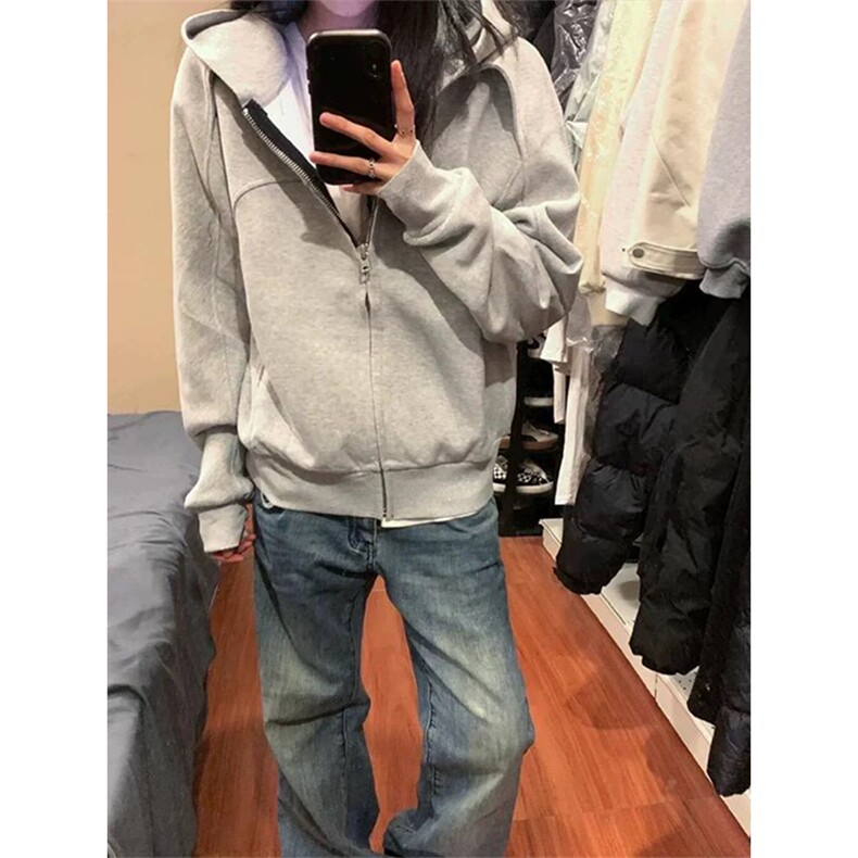 网图有货美式解构设计感连帽卫衣男女休闲vibe帽衫外套A1210-P55,女装短外套,星座1505