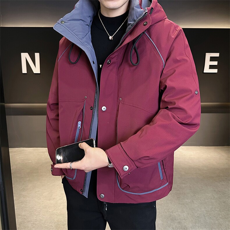 新标90白鸭绒2025年连帽时尚潮流保暖羽绒服男YR6070-P235,男装羽绒服,电商D240-242