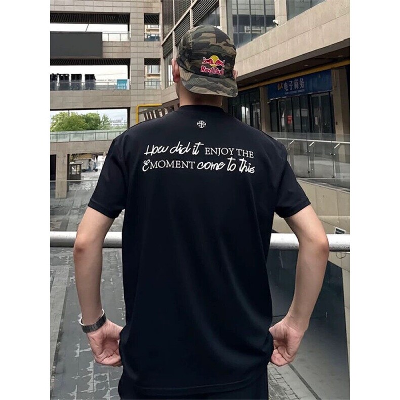 何以至此刺绣标语印花短袖男款夏季索罗娜凉感t恤小领口显壮半袖图片