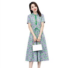 小清新碎花纯棉连衣裙女2026新款夏装收腰修身气质中长款减龄裙子，女装连衣裙，倪叶myz