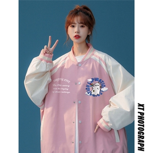 中性风 2026秋季新款港风潮牌印花情侣棒球服夹克JK880 p65控88图片