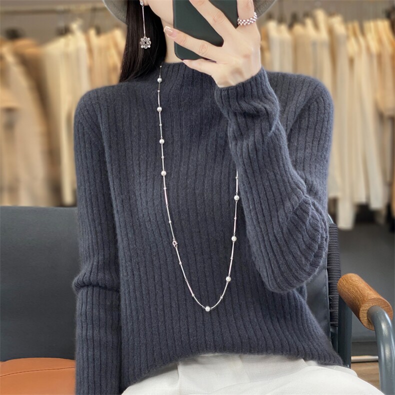 2024秋季新款短款宽条纹宽松羊毛上衣,女装羊毛衫,昭美羊绒