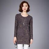 时尚百搭宽松显瘦长款针织衫女秋冬季新款圆领毛衣外套打底衫，女装针织衫/毛衣，安之芮娜