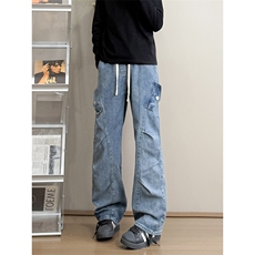高品质B221美式ins高街暗黑宽松工装牛仔裤LK24340-P65控88，男装牛仔裤，电商B221