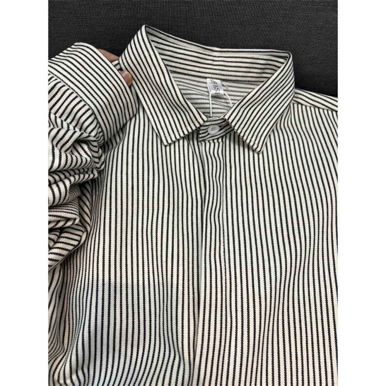 春季条纹衬衫外套男女春新款百搭内搭衬衣设计感小众上衣XX29P38，男装衬衫，星座1013-5