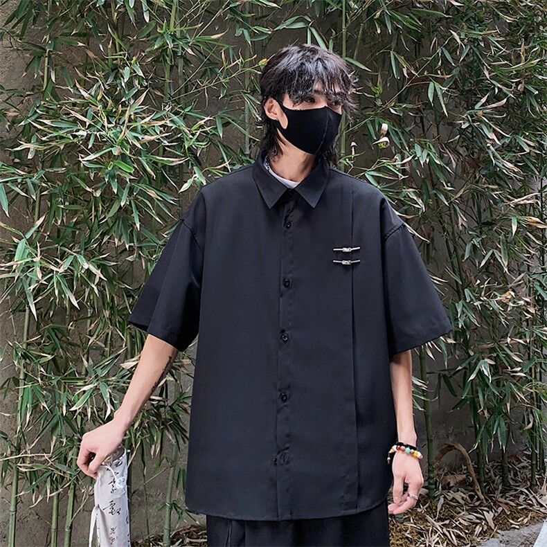 特批P35无差价夏季新中式风冰丝凉感薄款大码短袖外套男CD2250,男装衬衫,电商A001