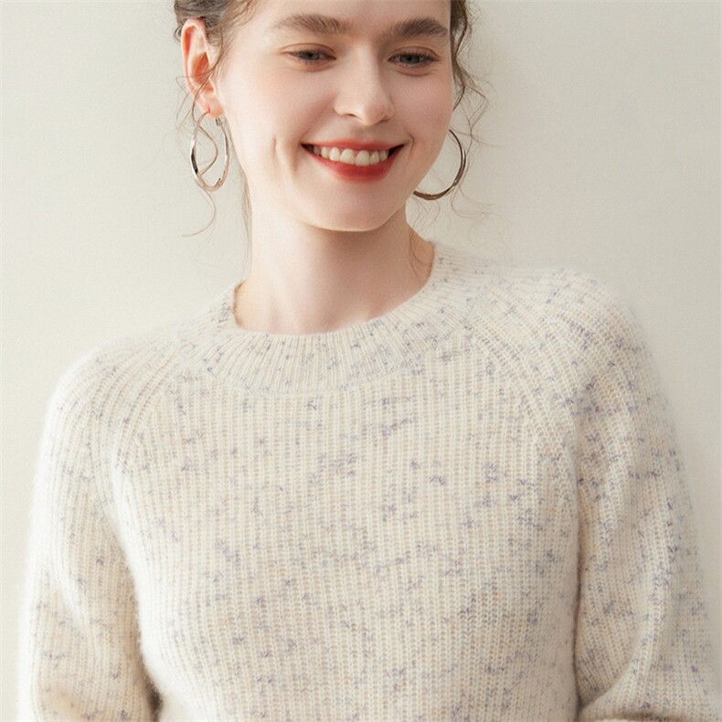 美丽花纱~软糯山羊绒衫秋冬女士圆领加厚毛衣打底宽松保暖针织衫,女装羊绒衫,纳丰羊绒