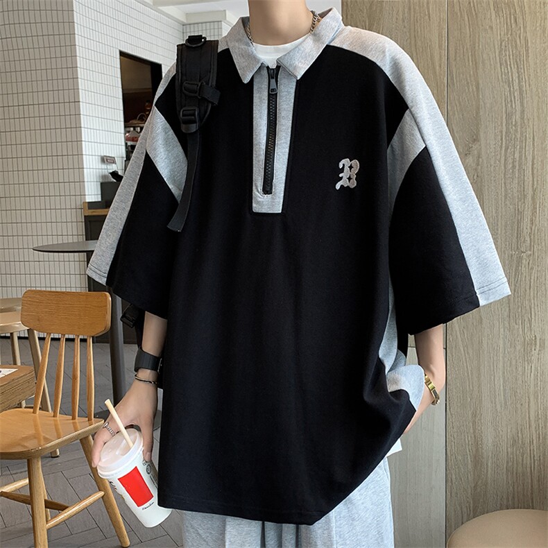 新款男慵懒潮气质潮流POLO衫青春流行夏季短袖男PL0350-P33,男装Polo衫,星座308B-2