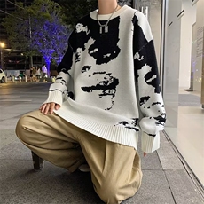日系潮牌毛衣男宽松复古高级感针织衫休闲M149-P45，男装针织衫/毛衣，星座1109-3