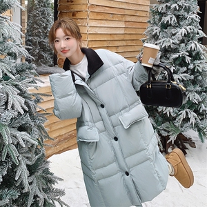 针织拼接立领中长款羽绒服女4427-P260-K388图片