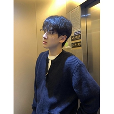 藏青色开衫毛衣男士冬季高级感韩系慵懒风cleanfit针织棒球领外套，男装针织衫/毛衣，电商D256