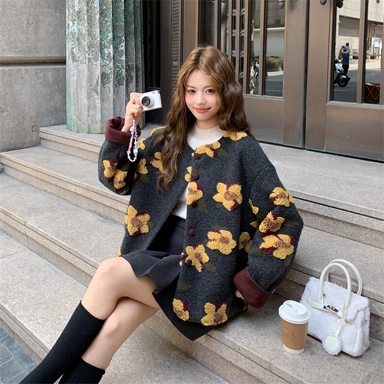 2025年冬季新款印花加厚摇粒绒羊羔毛外套2558款P180-K268,女装羊羔毛/颗粒绒,浙宝301
