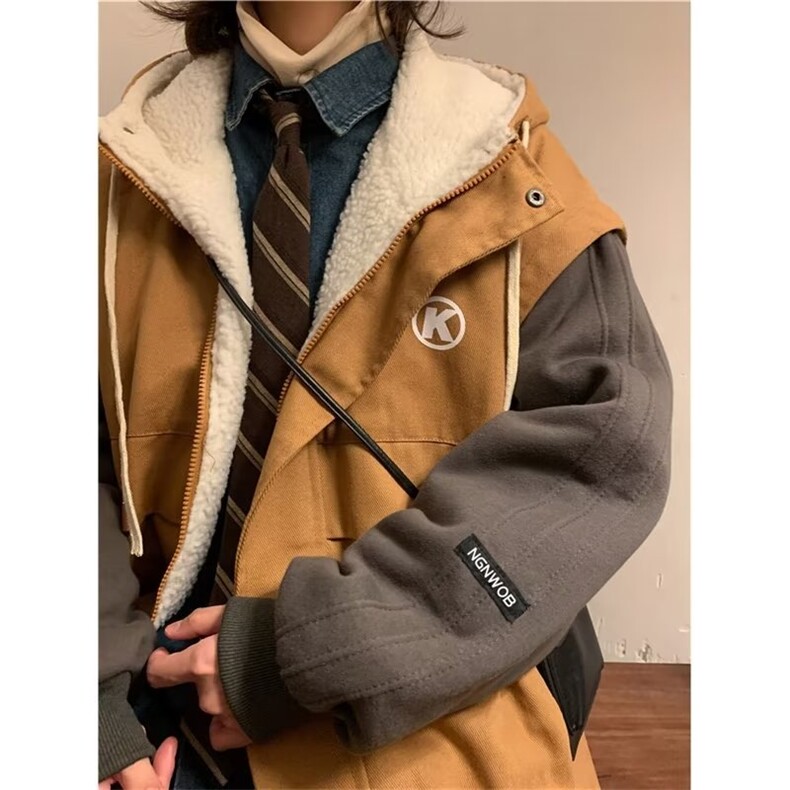 秋冬假两件棉衣外套男宽松炸街vintage棉服上衣ins潮牌VY589-p98,男装棉衣,星座1008