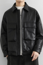 高定纳帕纹90鸭绒加厚皮衣羽绒服男士2025冬季新款羽绒外套，男装皮衣，星座914