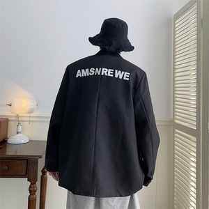 春秋西装外套男休闲韩版印花百搭学生港风宽松潮西服夹克W05-P70图片