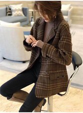 2021秋冬新款时尚简约西装口贴标休闲简约百搭百分百羊毛双面，女装西装，L·H·X