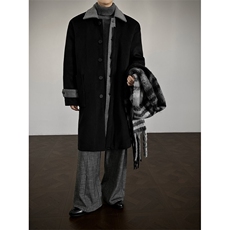 517A-8-Y87-P128冬季韩版老钱风拼接复古毛呢大衣中长款加棉外套，男装毛呢大衣，星座517A-8（原B282）