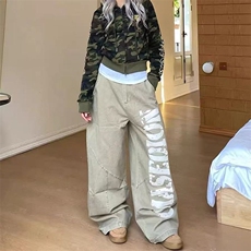 个性韩版字母印花弯刀牛仔裤女春秋新款宽松阔腿拖地工装牛仔裤子，男装牛仔裤，星座506A