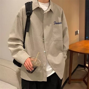 秋冬季长袖衬衫男肌理感衬衣外套痞帅复古港风高级感男装2025图片