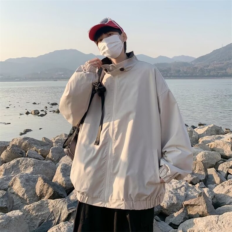 春季韩版潮流纯色夹克男港风ins痞帅外套新款翻领上衣W7104-P50,男装夹克,星座512-2