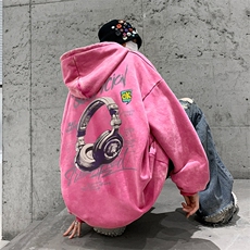 美式重磅水洗复古连帽卫衣潮流大码潮牌做旧XZ517A-BK6672-P68，男装卫衣，星座517A