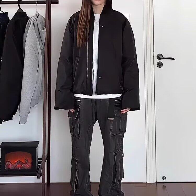 工装拉链加厚夹克棉衣男女同款重磅立领高级感vibe风短款棉服,女装棉衣/棉服,星座506A