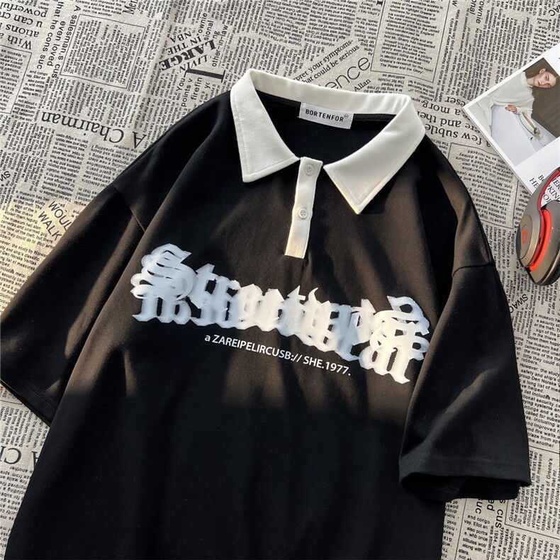 23/重磅高品质夏季宽松POLO衫短袖T恤XP23039-P45控68,男装Polo衫,电商B370
