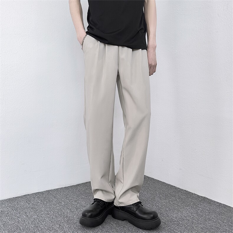 夏季新款男生长裤垂感系带直筒西装裤宽松免烫休闲裤子S11，男装休闲裤，星座1116A-2（原606A-1）