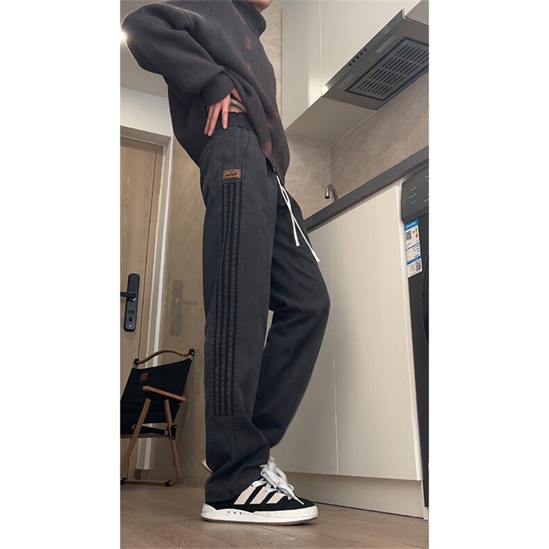 灰色运动休闲裤男2025新款宽松直筒休闲卫裤阔腿裤DY528-P55,男装休闲裤,电商A178