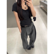工字褶立体A字廓形弯刀TR西裤男女通勤休闲裤cleanfit重磅长裤，男装西裤，星座1210-1