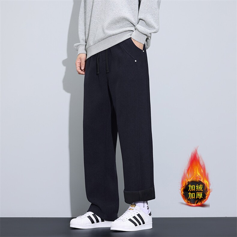 上新冬季加绒加厚华夫格设计感潮牌青少年运动裤子CK851加绒P48，女装休闲裤，星座301B-2（原A443-1）