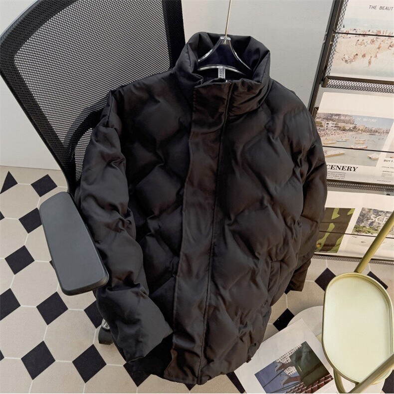 Y133-P88冬季加厚棉服男立领复古菱格压皱设计感痞帅外套面包服,男装棉衣,星座603-2
