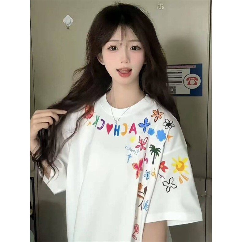 H0511-p35 夏季百搭时尚宽松短袖t恤女图片